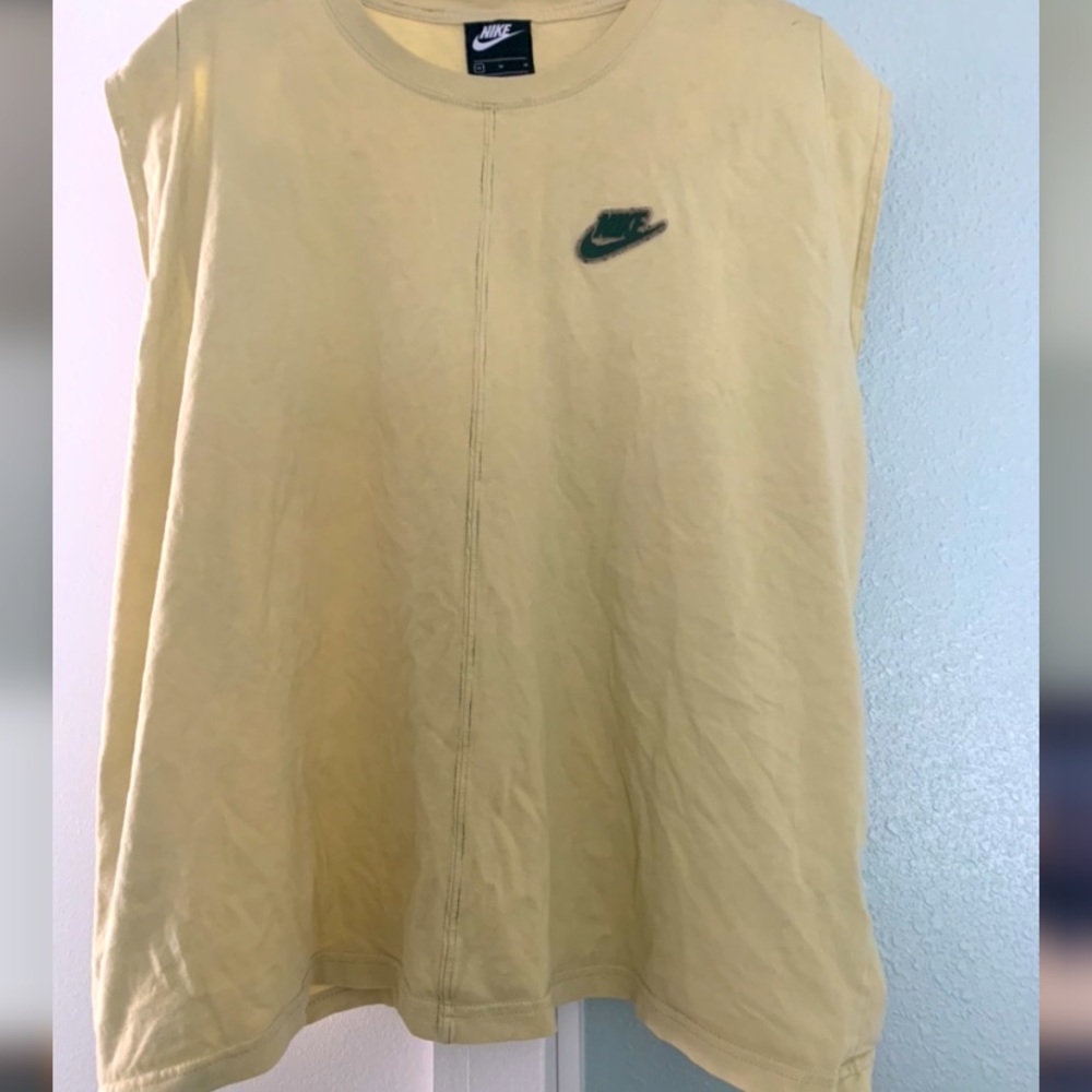 Light Green Nike Workout Tee with pastel rainbow stitching